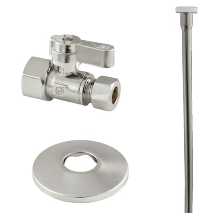 Kingston Brass Toilet Supply Kit, 12 FIP x 38 OD Comp Straight Valve, Brushed Nickel KF43158TKF20